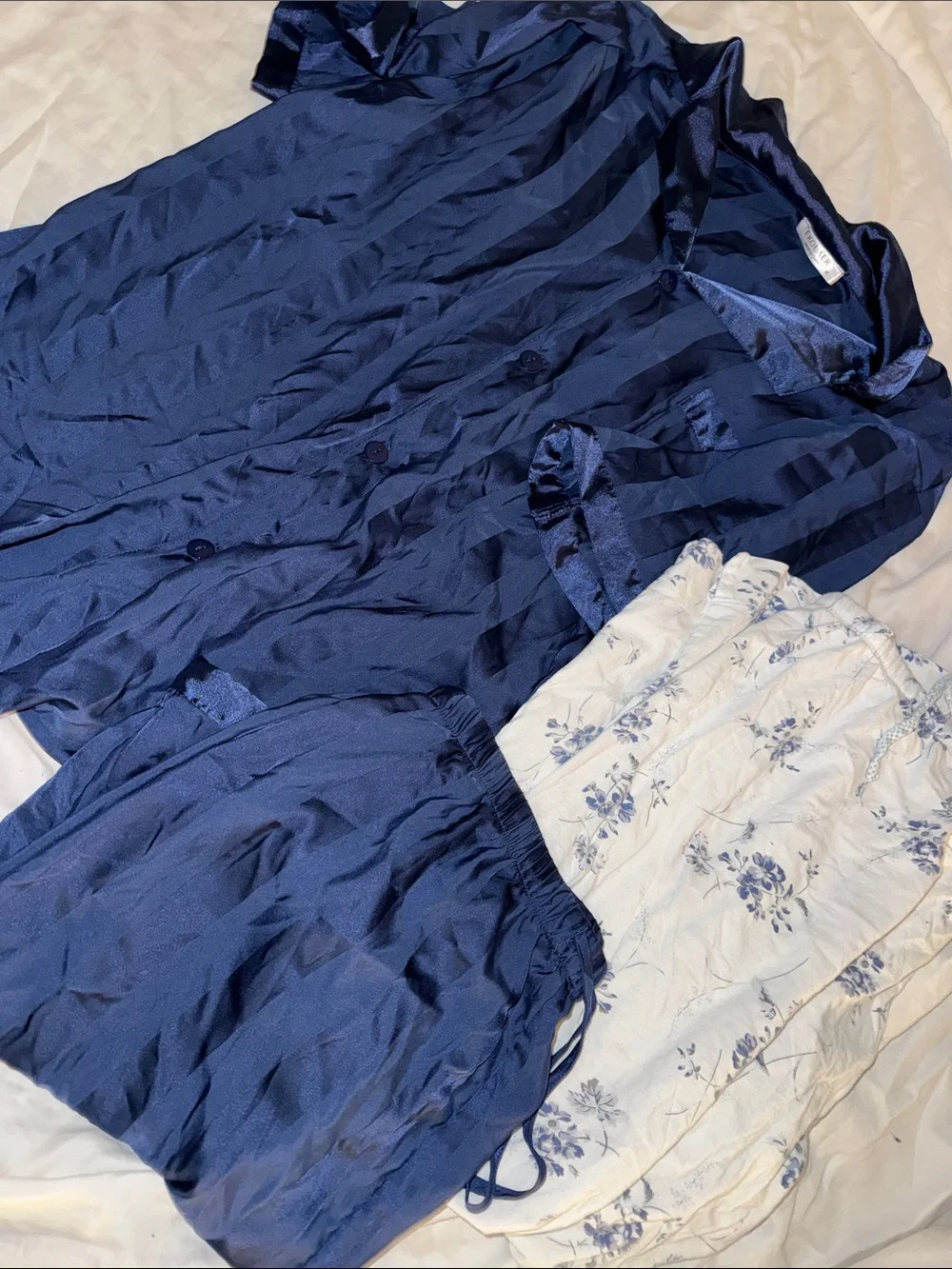 Silky Floral & Paisley Women’s Pajama Set - Blue, Navy, Ivory, Burgundy